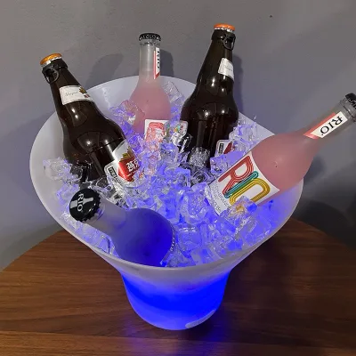 Richshining New Arrival Foldable LED Ice Bucket with Bluetooth Speaker - RGB Luminous Cooler for Bars, Nightclubs, Parties