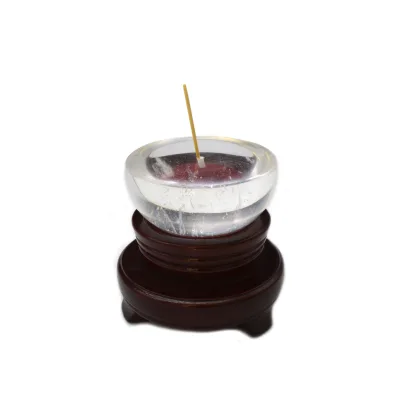 New Arrival clear Quartz Incense Sticks Holder and Incense burner Wooden Holder Set