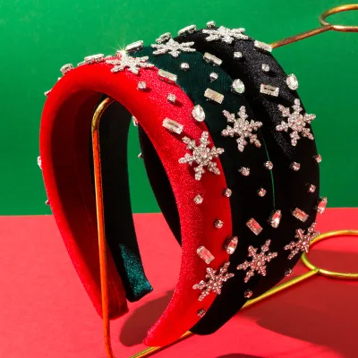 New Christmas Fashion Snowflake Velvet Headband Holiday Headwear for Women