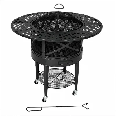 2-in-1 Wood Burning Fire Pit & BBQ Grill with Cover & Poker - Outdoor for Patio OEM, ODM Supplies, Small Order Accepted