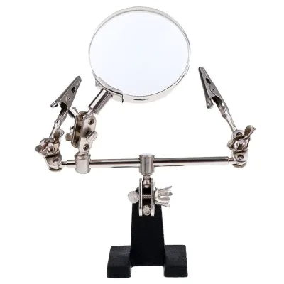 60mm Three-hand All-metal Auxiliary Clip Electric Soldering Iron Maintenance Testing Industrial Workshop Desktop Magnifying