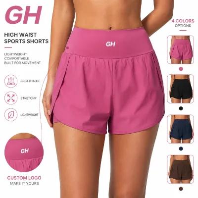 GH Wholesale Women 2 in 1 Running Shorts Double Layer Pocket Quick Dry Squat Proof Gym Fitness Workout Yoga Shorts