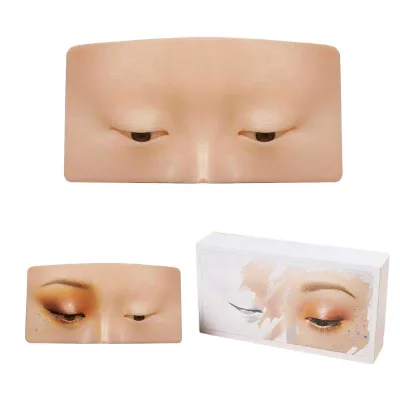 Realistic 3D Silicone Eyes Face Makeup Practice Board Reusable Bionic Skin Practicing Panel for Eye Shadow Brow Make up Beginner