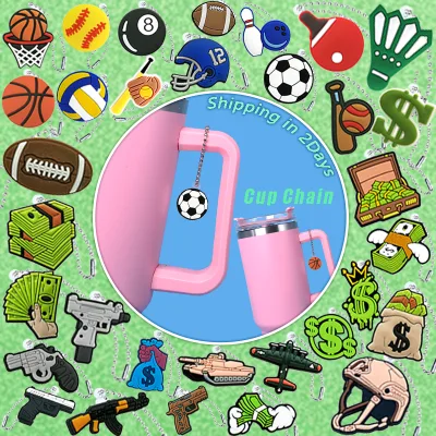 Wholesale Fashion Custom Silicone Drinkware Cup Handle Sports Ball Cherry Keychain Accessory for Dollar Tank ODM New Style Free