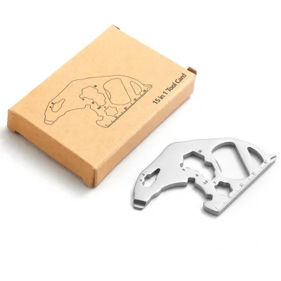 Customized EDC pocket tool, screw straight ruler, bottle opener, stainless steel multi-functional tool clip