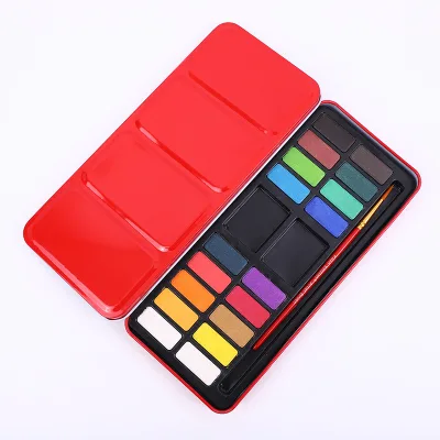 24 Colors Watercolour Paint Essential Set Professional Solid Pigment Gouache Watercolor Pen Kit for Artists Students Kids Adults