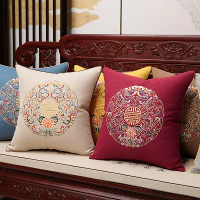 New Chinese Style Cotton Linen Chair Cushion PP Cotton Filling for Mahogany Solid Wood Furniture