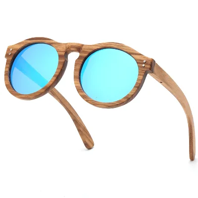 Top Selling Sun Glasses New Women Sunglass Custom Logo Wholesale Fashionable Round Framed Wood Frame Sunglasses Men
