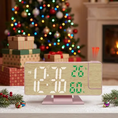 Multi Functional Projection Desktop Ins Style Led Digital Clock Projection Alarm Clocks Bedside for Bedroom Elders Children