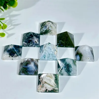 Wholesale 3CM Moss Agate Pyramid Natural Crystals Healing Gemstone Moss Gate Crystal Pyramid