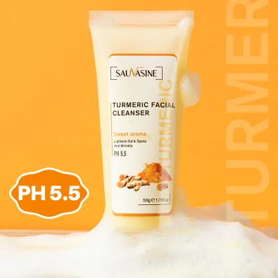 Gentle Amino Acid Facial Cleanser Hydrating Foam Turmeric Face Wash for Oily & Sensitive Skin PH-Balanced Non-Irritating Formula