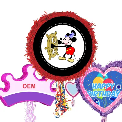 Hot Selling Round Cartoon Mouse Style Light Pinata for Kids Party Decoration All Holiday Indoor Outdoor Use