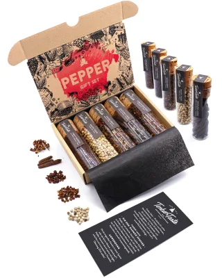 Pepper Gift Set 5 Exotic Sauces World Selection Vegan Vegetarian Sauce Pack in Box for Home