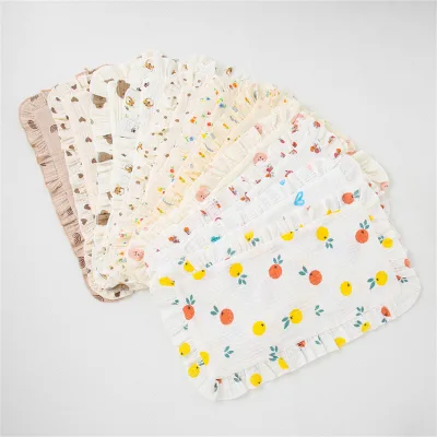 Latest 100% Cotton Cotton Baby Towel Muslin Printing Baby Comforter Blanket Lace Baby Burp Cloth