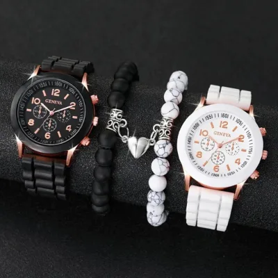 Foreign Trade New Arrival Women's Korean Style High-end Quartz Watch Alloy Case 36mm Silicone Strap Multiple Time Zone Fashion