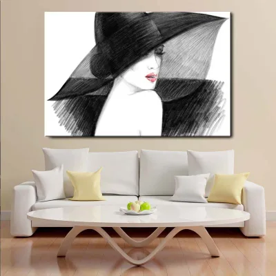 Modern Wall Decoration Abstract Black White Portrait Art Prints Supermarket Plastic Mural Minimalist Interior Wall Handpainted
