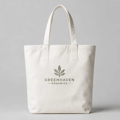 Wholesale Custom Embroidery Eco-Friendly Reusable Cotton Canvas Shopping Tote Bag with External Pocket Magnetic Buckle