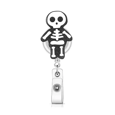 Stylish Premium Quality Halloween Skeleton Anime Mini Retractable ID Acrylic Badge Reel Holder Accessory