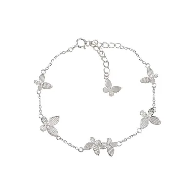 Hot Sale Fashion Jewelry Silver Color Butterfly Brass Bracelets Plated 16mm Length 18cm 1913184