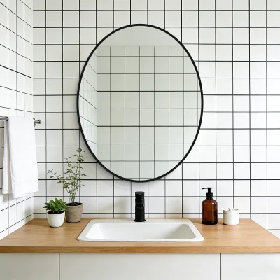 Modern Irregular Shape IP44 Illuminated Eco-Friendly Bathroom Mirror Polished Aluminium Frame for Salon Hotel Apartment