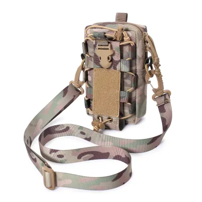 Custom Logo Zipper Pouch Wallet Phone Molle Case Pocket Shoulder Strap Tumbler Cup Water Bottle Carrier Sling Holder Bag