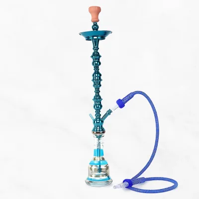 Long Stem Stainless Steel Premium Glass Bottle Hookah Modern High Quality Durable Eco-Friendly 1 Hose Shisha Set