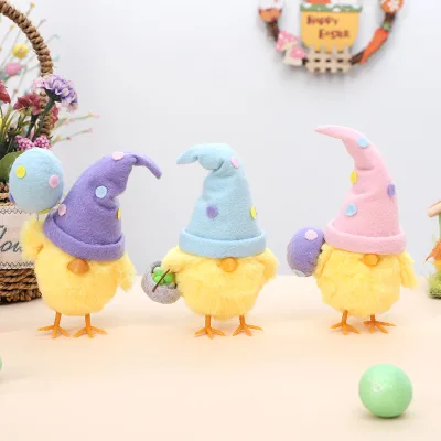 WOWEI Hopping Chick for Easter Bonnet Egg Hunt Toy Basket Fillers Gifts Easter Jumping Chick Wind up Plush Toys for Toddlers Kid