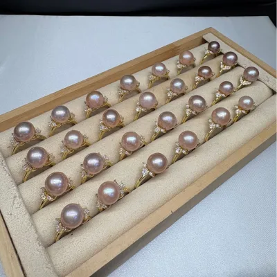 Approximately 11mm Large Nearly Flawless Perfectly Edison pink Freshwater Pearls; 14K Gold-plated Flower Design Unisex Ring