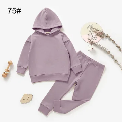 Organic Cotton Long-Sleeved Hooded Terry Sweatshirt Set for Baby Boys Casual Knitted Fabric for Foreign Trade