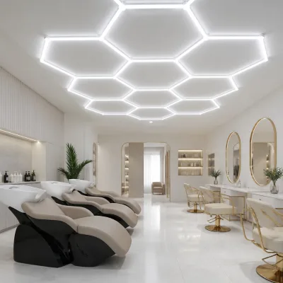 Honeycomb Hexagonal LED Ceiling Lamp for Beauty Salon Styling 6000K Aluminum