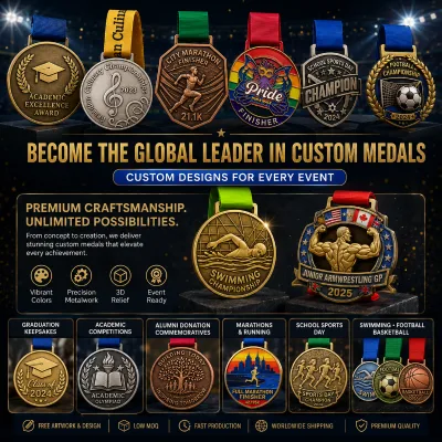 Custom Challenge Medal Manufacturer Wholesale 2D 3D Metal Awards with Logo for Events Clubs and Recognition