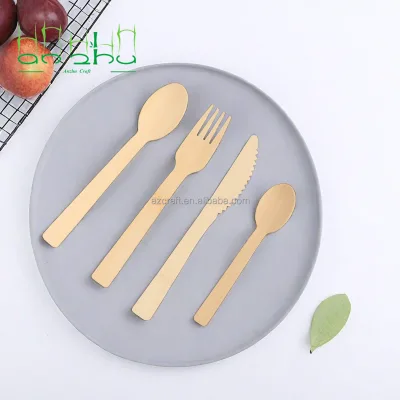 Eco Friendly Compostable Biodegradable Disposable Bamboo Cutlery for Travel Picnic