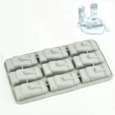 New Moai Stone Carving Frozen Mini Silicone Ice Plate Ice Cube Diy Mold Summer Mini Silicone Cake Mold