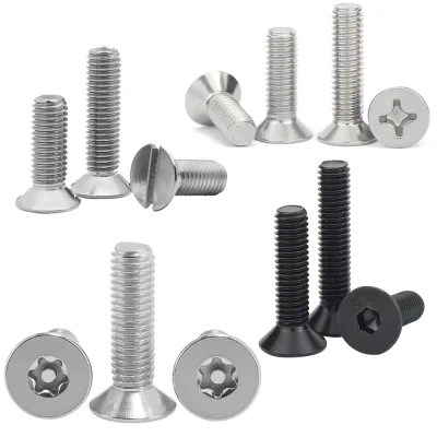 Custom M2 M6 M8 M12 Torx Slotted Hexagon Hex Socket Pan Flat Allen Black Stainless Steel Machine Bolt Countersunk Head Screw