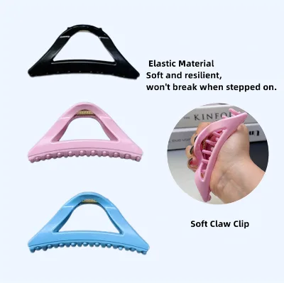 New Custom Big Triangle Large Bendable Hair Claws Clips Clamp Flexible Rubber Unbreakable Hair Accesori Soft Silicone Claw Clip