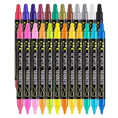 Dual Tips Brush 12/24/48/120 Pcs Engineer Pentel Silver Best Acrylic Paint Art Marker Pen for Rock Painting for Kid Adult