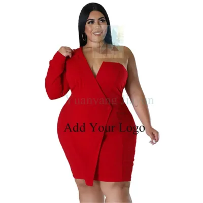 Elegant Chic Evening Body Cone Dress One Shoulder Long Sleeve Mini Blazer Dresses for Sexy Party Club