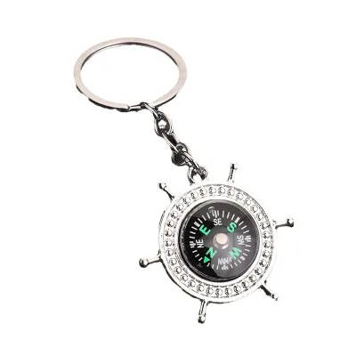 Waterdrop Compass with Metal Keychain for Outdoor Camping and Leisure Activities