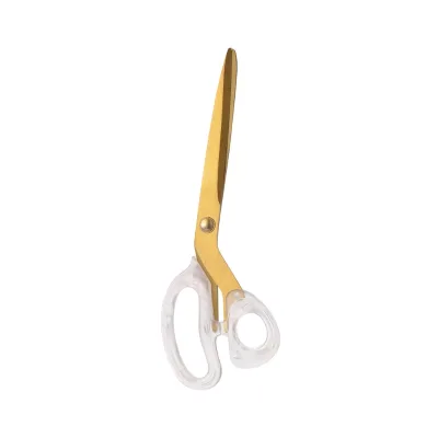 Household Professional Tailor Scissors Clothing Fabric Cutting Stainless Steel Blades Smooth Gold Transparent Handles Large Size