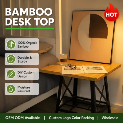 100% Bamboo Solid Wood Desk Top Eco-friendly Rectangular Table Top for DIY Office Computer Desk Dining Table Replacement Board