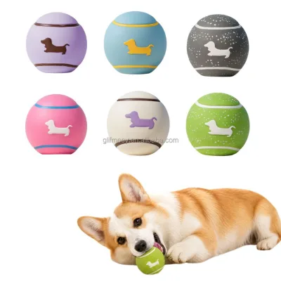 Squeaky Latex Tennis Ball for Dogs Colorful Dachshund Design Puppy Chewing Toy