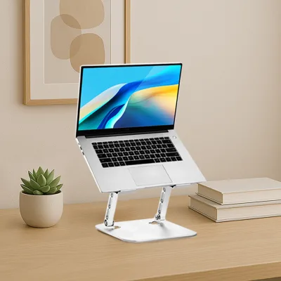 Wholesale Heavy-Duty Metal Laptop Stand Adjustable Computer Riser with Anti-Scratch Silicone Pads for Desk Use