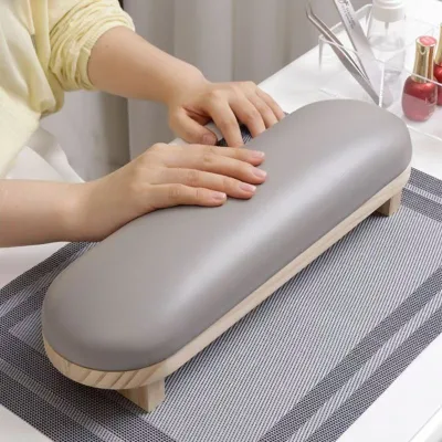 K Salon Manicure Arm Rest Cushion Solid Wood Stand Nail Hand Rest Leather Nail Arm Rest Solid Wood Bracket