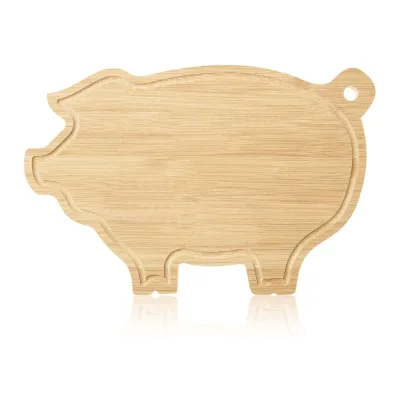 Pig Wood Cutting Board with Juice Groove Pig Shape Wooden Charcuterie Board Bamboo Chopping Board Wood Serving Boards Tray