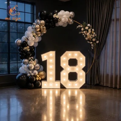 Custom Metal LED Bulb Marquee Letters Numbers for Birthday Anniversary Celebration Party Event Decor
