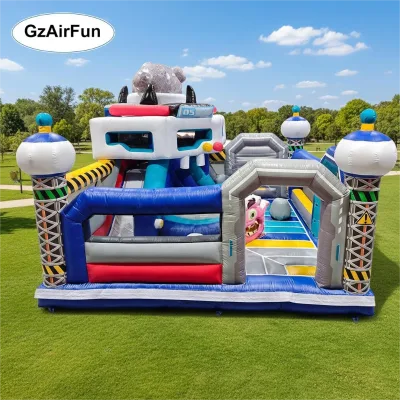 Custom Commercial Space Aerospace Theme Inflatable Playground with Trampoline Slide Obstacle Suitable for Kids Adult