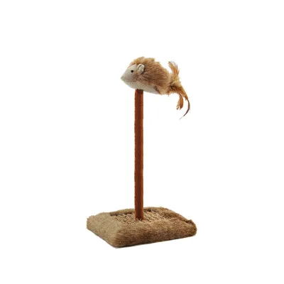 Eco-Friendly Cat Scratcher with Springy Feather Toy and Squeak Toy Mice-Style Cat Scratch Post