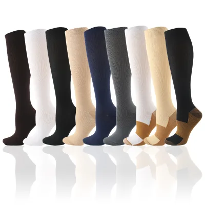 Unisex Medical Stockings Travel Sport Running Anti Fatigue Copper Knee High Compression Socks