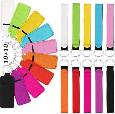Neoprene Cow Neoprene Matching Keychain Box Custom Wristbands Wristlets 2 Pcs Printed Cute Solid Color White Pouchkeychain