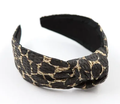 New Design Leopard Raffia Knotted Headband for Women Girls Custom Headband